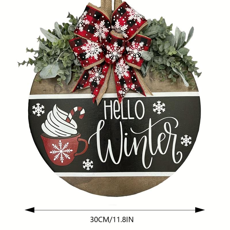 Winter Welcome Sign For Front Door Christmas Family Wooden Sign