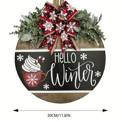 Winter Welcome Sign For Front Door Christmas Family Wooden Sign