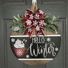 Winter Welcome Sign For Front Door Christmas Family Wooden Sign