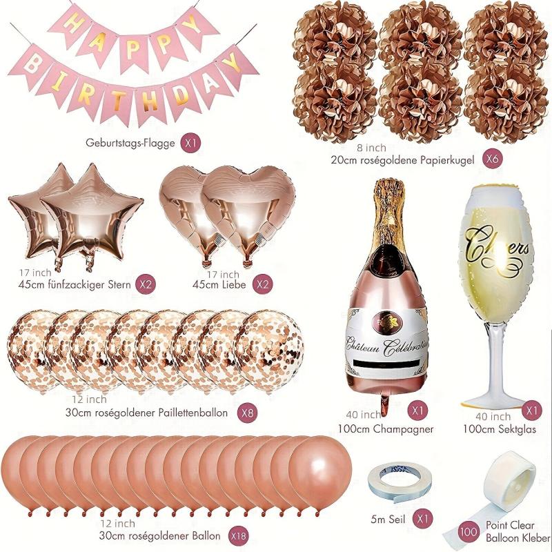 39pcs Bride Balloons Garland Rose Golden Party Decorations Bridal Shower