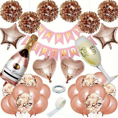 39pcs Bride Balloons Garland Rose Golden Party Decorations Bridal Shower