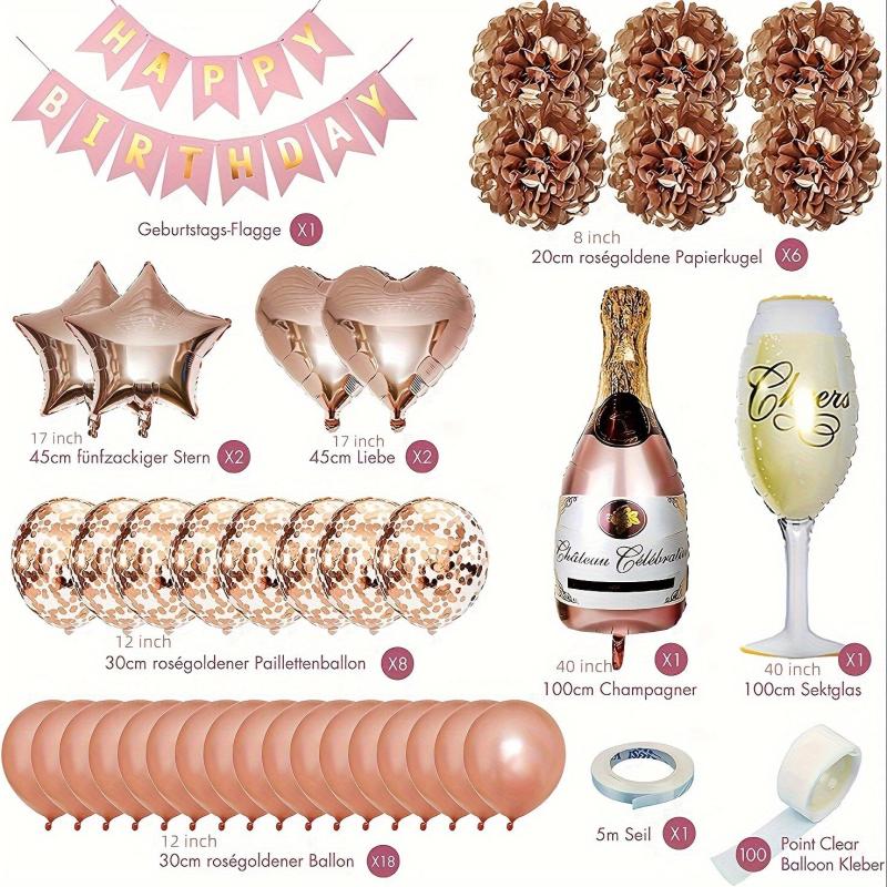 39pcs Bride Balloons Garland Rose Golden Party Decorations Bridal Shower