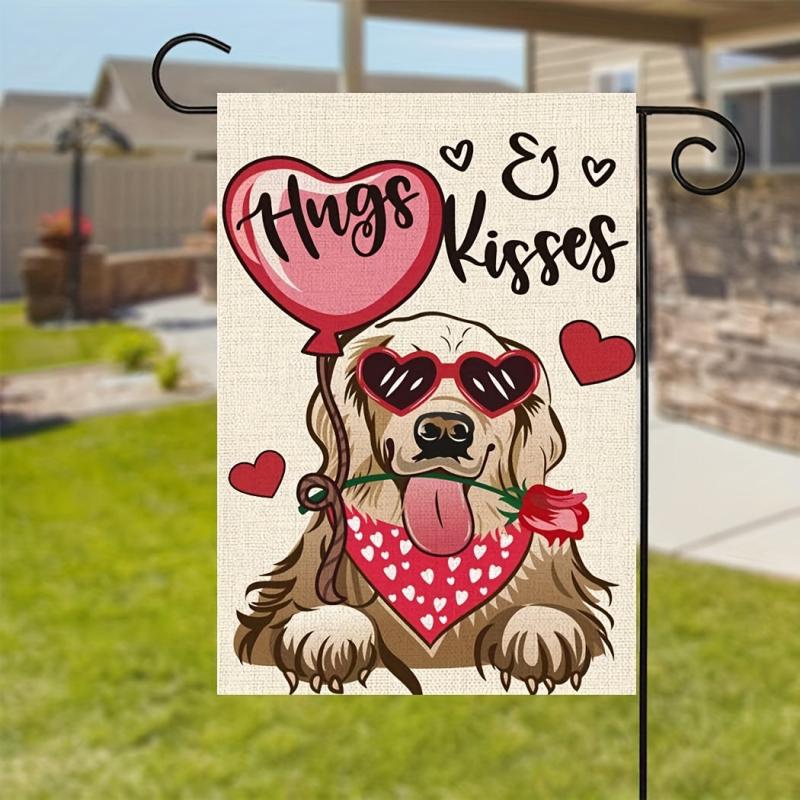 Golden Retriever Hugs Kisses Yard Flag Outdoor Flag Farmhouse Decoration