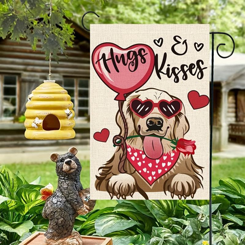 Golden Retriever Hugs Kisses Yard Flag Outdoor Flag Farmhouse Decoration