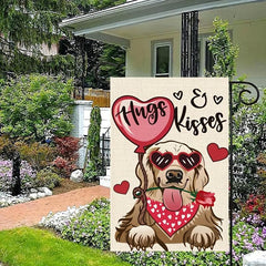 Golden Retriever Hugs Kisses Yard Flag Outdoor Flag Farmhouse Decoration