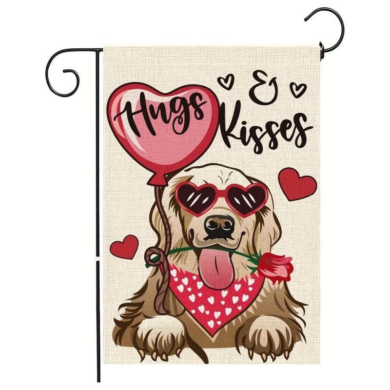 Golden Retriever Hugs Kisses Yard Flag Outdoor Flag Farmhouse Decoration