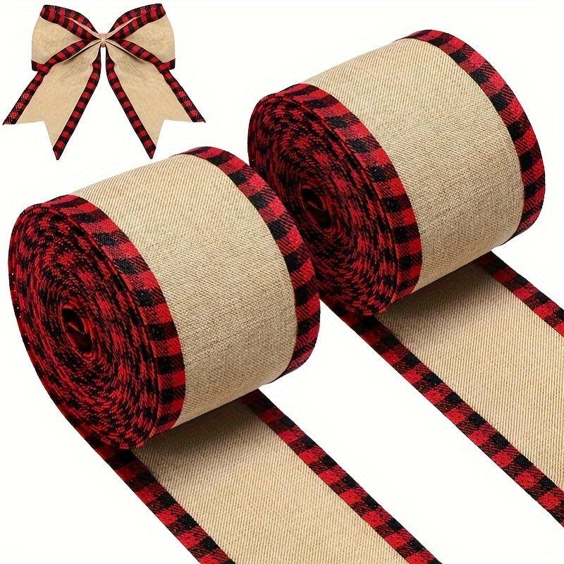 Christmas Burlap Plaid Binding Webbing Decorations Ribbon