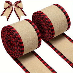Christmas Burlap Plaid Binding Webbing Decorations Ribbon