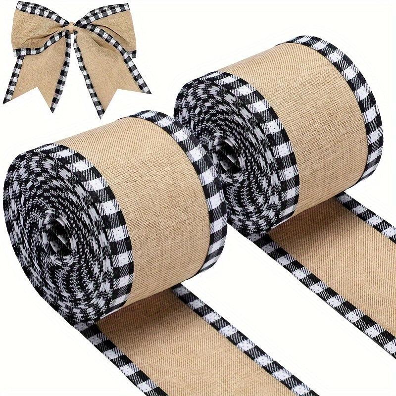 Christmas Burlap Plaid Binding Webbing Decorations Ribbon
