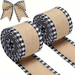 Christmas Burlap Plaid Binding Webbing Decorations Ribbon