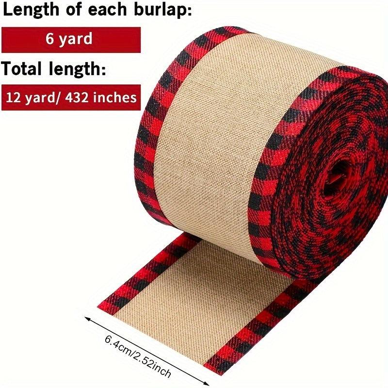 Christmas Burlap Plaid Binding Webbing Decorations Ribbon