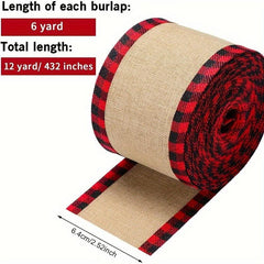 Christmas Burlap Plaid Binding Webbing Decorations Ribbon