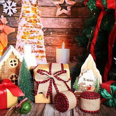 Christmas Burlap Plaid Binding Webbing Decorations Ribbon