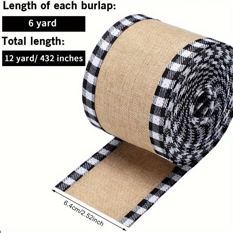 Christmas Burlap Plaid Binding Webbing Decorations Ribbon