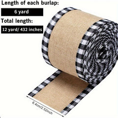 Christmas Burlap Plaid Binding Webbing Decorations Ribbon