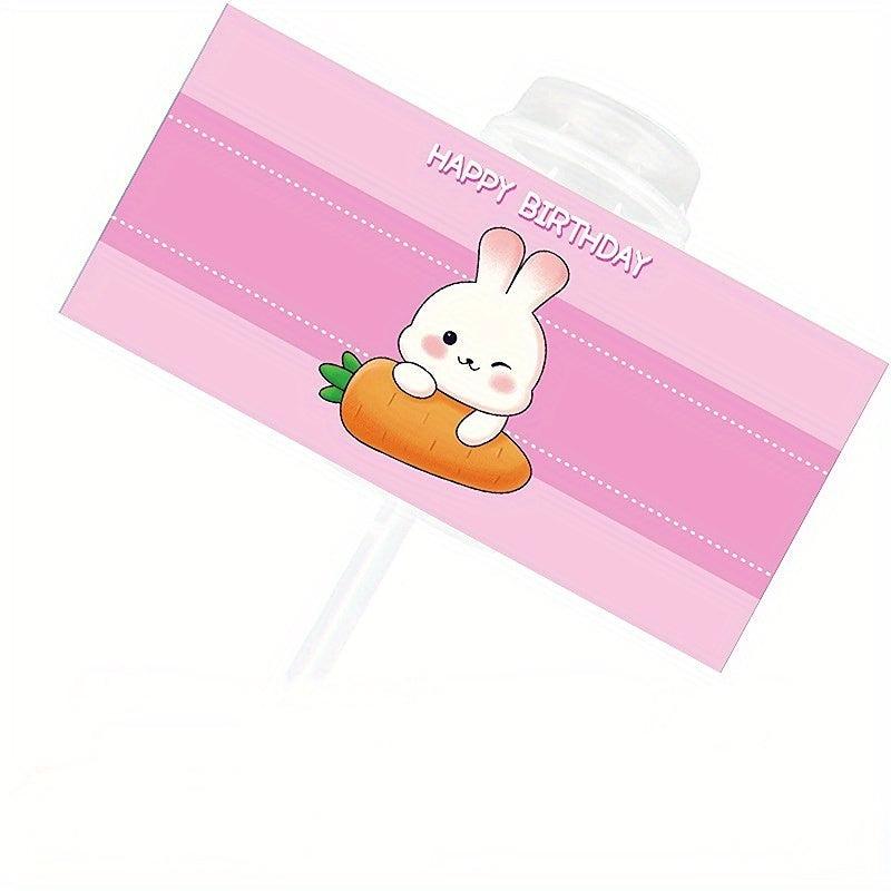 5pcs Rabbit Cake Decoration Inserts Music Cartridge Stickers