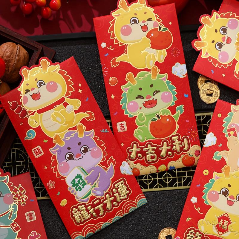 2024 Dragon Year Lucky Red Envelopes 3D Cartoon Design