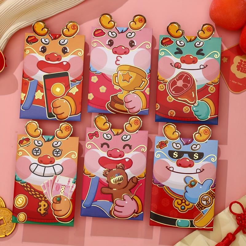 2024 Dragon Year Lucky Red Envelopes 3D Cartoon Design