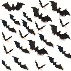 18pcs Scary Bat Wall Decor Realistic 3D PVC Stickers Halloween Party DIY
