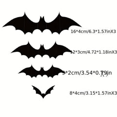 18pcs Scary Bat Wall Decor Realistic 3D PVC Stickers Halloween Party DIY