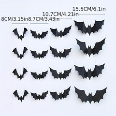18pcs Scary Bat Wall Decor Realistic 3D PVC Stickers Halloween Party DIY