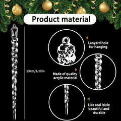 12pcs Transparent Ice Strip Hanging Acrylic Ice Strip Christmas Tree Decoration
