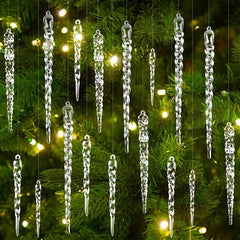 12pcs Transparent Ice Strip Hanging Acrylic Ice Strip Christmas Tree Decoration