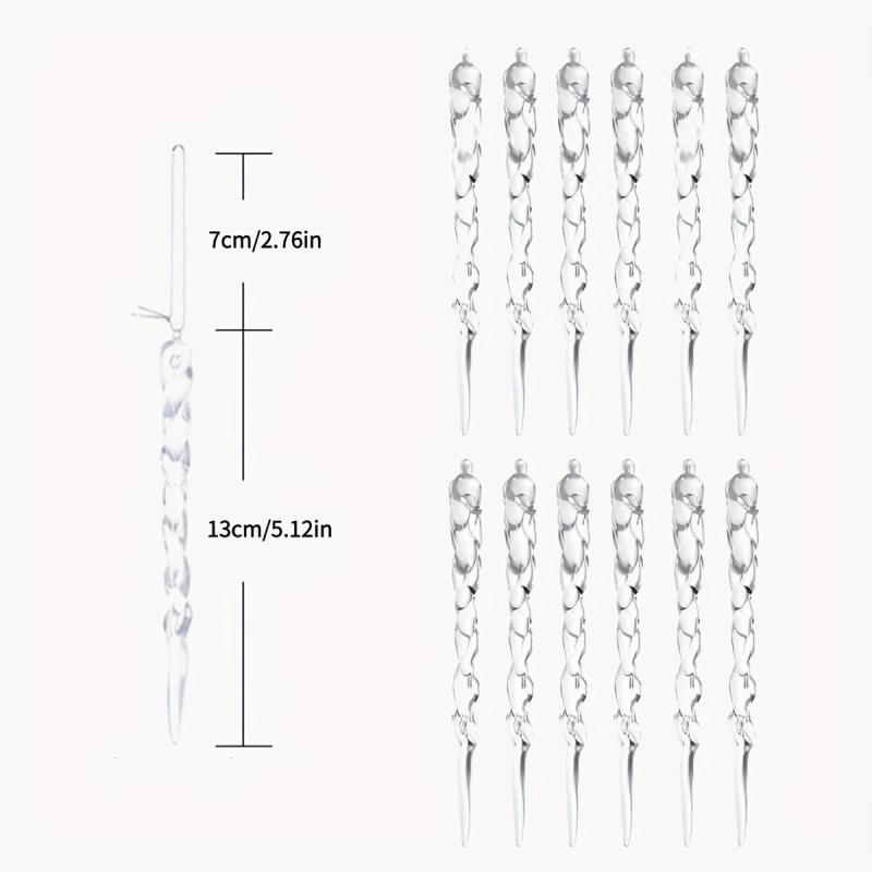 12pcs Transparent Ice Strip Hanging Acrylic Ice Strip Christmas Tree Decoration