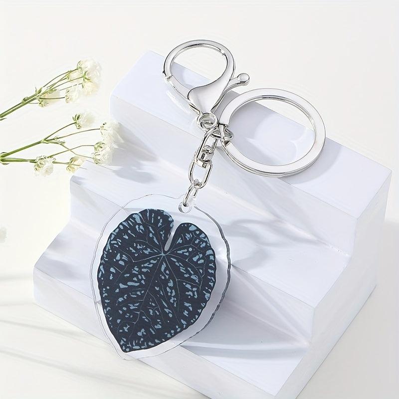 Simulation Leaf Acrylic Keychain Backpack Pendant Double Sided Decoration