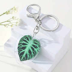 Simulation Leaf Acrylic Keychain Backpack Pendant Double Sided Decoration
