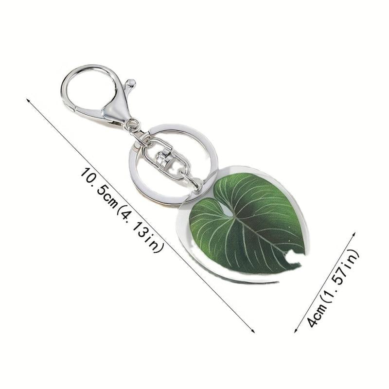 Simulation Leaf Acrylic Keychain Backpack Pendant Double Sided Decoration