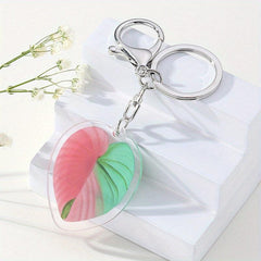 Simulation Leaf Acrylic Keychain Backpack Pendant Double Sided Decoration