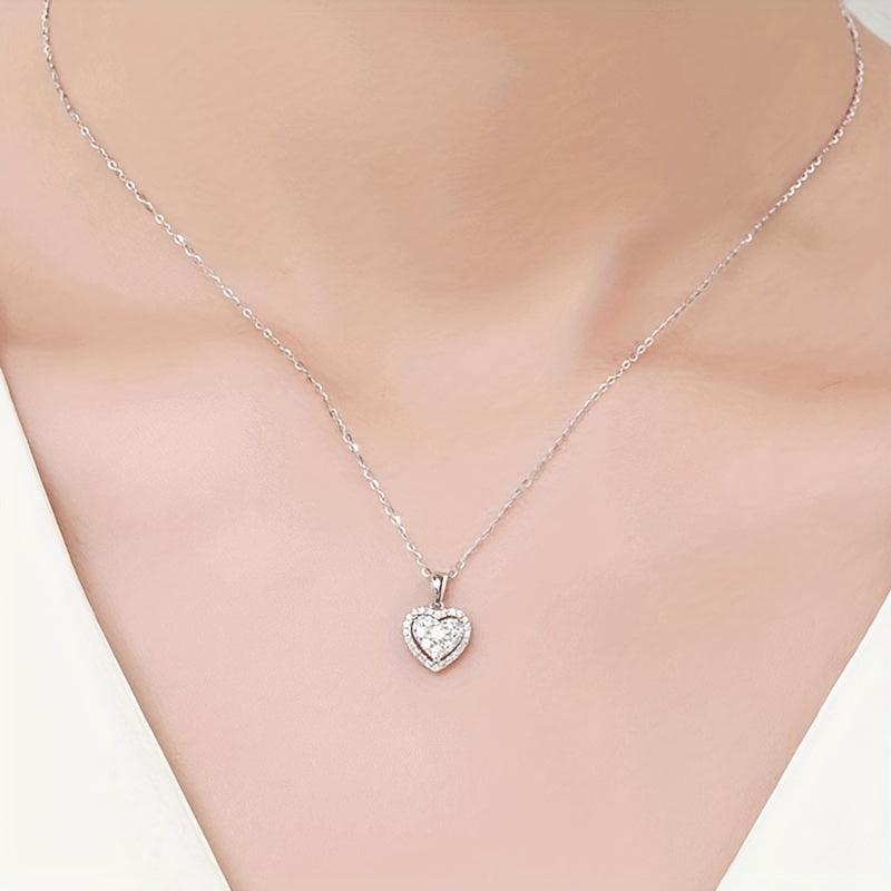 Zircon Heart Necklace Dainty Love Pendant Necklaces For Women