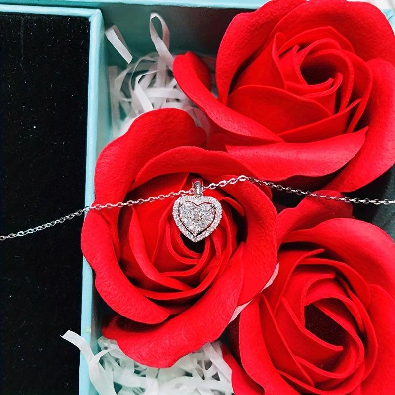 Zircon Heart Necklace Dainty Love Pendant Necklaces For Women