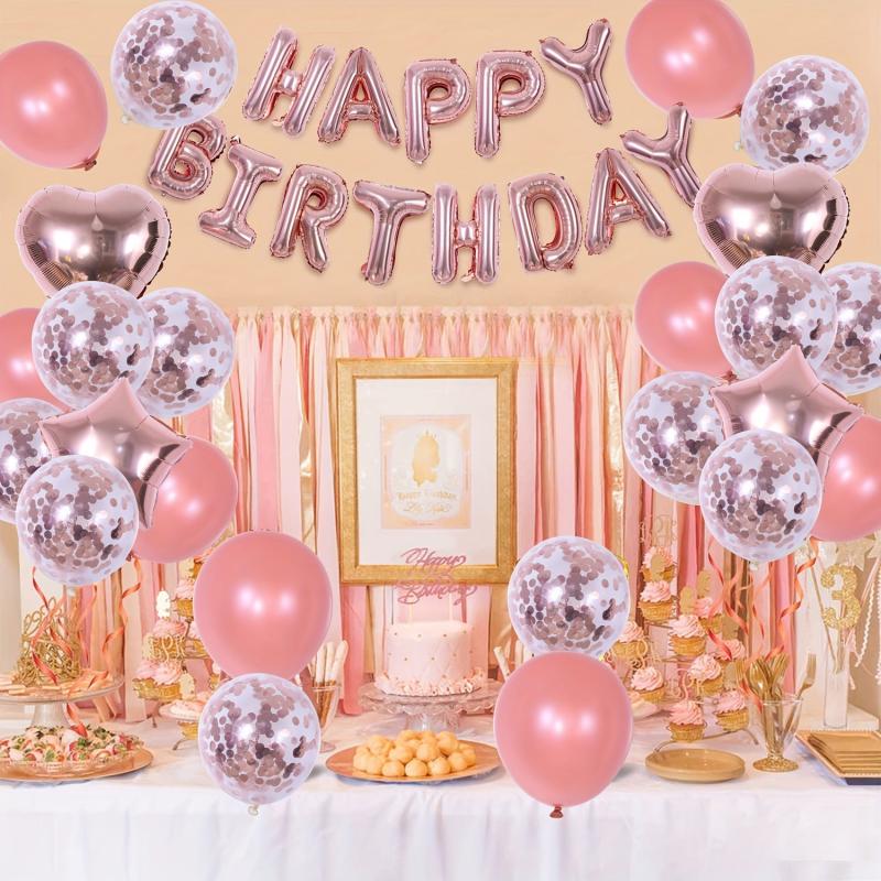 40pcs Pink Birthday Party Decoration Happy Birthday Balloon 1 Fringe Curtain