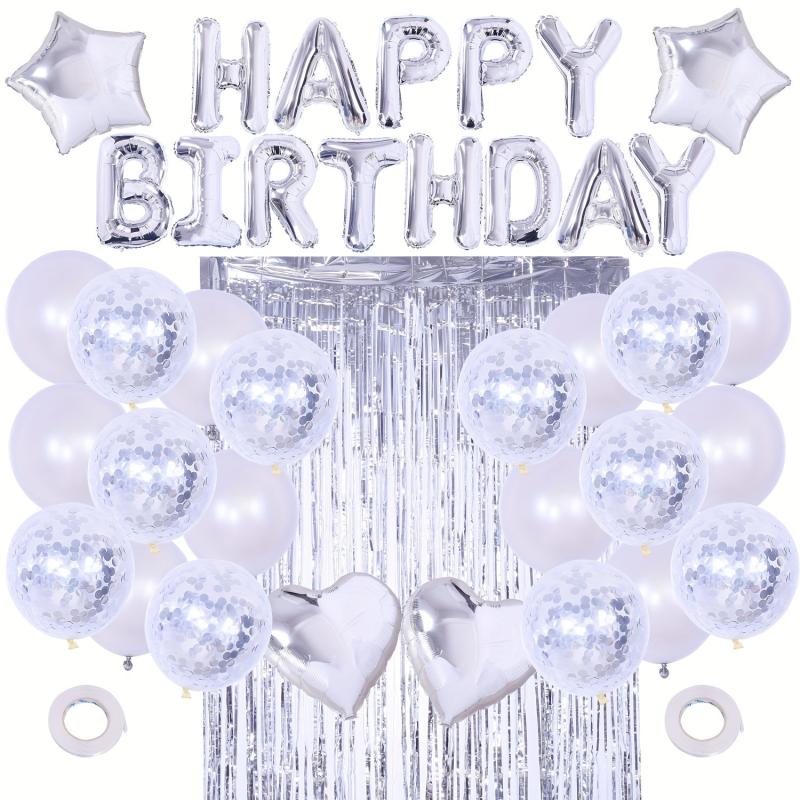 40pcs Pink Birthday Party Decoration Happy Birthday Balloon 1 Fringe Curtain