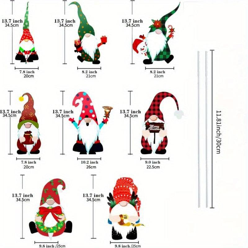 8pcs Santa Claus Garden Stakes Christmas Yard Sign Outdoor Decoration