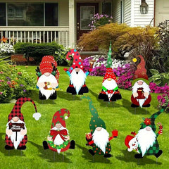 8pcs Santa Claus Garden Stakes Christmas Yard Sign Outdoor Decoration