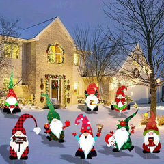 8pcs Santa Claus Garden Stakes Christmas Yard Sign Outdoor Decoration