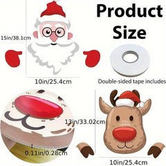 2pcs Christmas Fence Peeking Decoration Santa Claus Elk Peeking