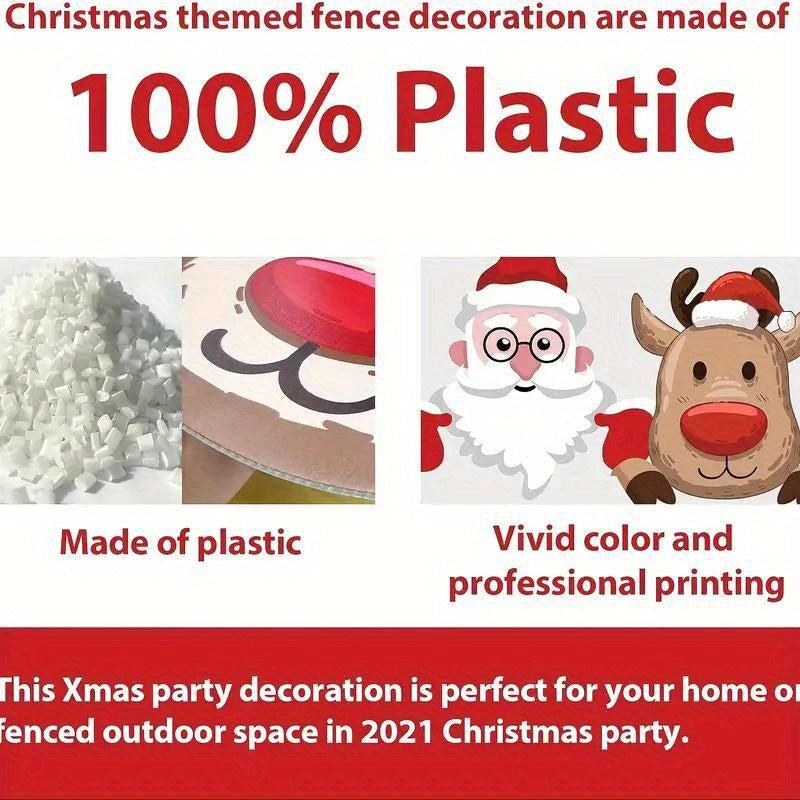 2pcs Christmas Fence Peeking Decoration Santa Claus Elk Peeking