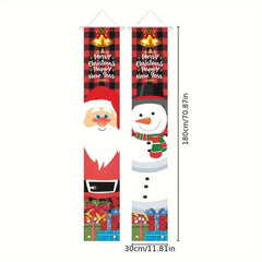 Christmas Door Banner Decorations Snowman Xmas Porch Sign