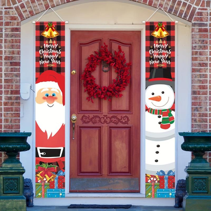 Christmas Door Banner Decorations Snowman Xmas Porch Sign