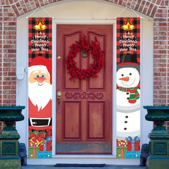 Christmas Door Banner Decorations Snowman Xmas Porch Sign