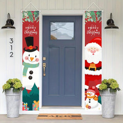 Christmas Door Banner Decorations Snowman Xmas Porch Sign