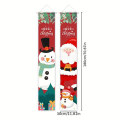 Christmas Door Banner Decorations Snowman Xmas Porch Sign