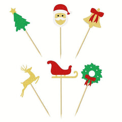 12pcs Christmas Cake Insert Decoration Bell Santa Claus Baking Insert