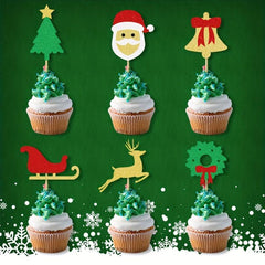 12pcs Christmas Cake Insert Decoration Bell Santa Claus Baking Insert