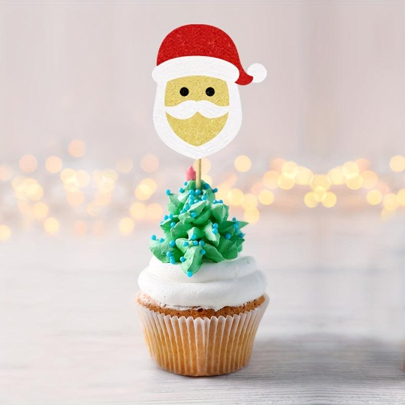 12pcs Christmas Cake Insert Decoration Bell Santa Claus Baking Insert
