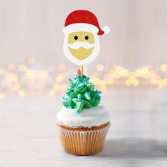 12pcs Christmas Cake Insert Decoration Bell Santa Claus Baking Insert